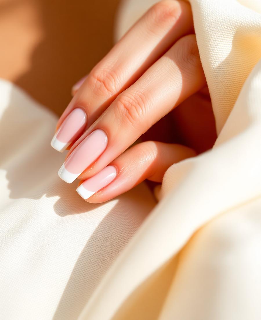 French manicure rosa e bianco